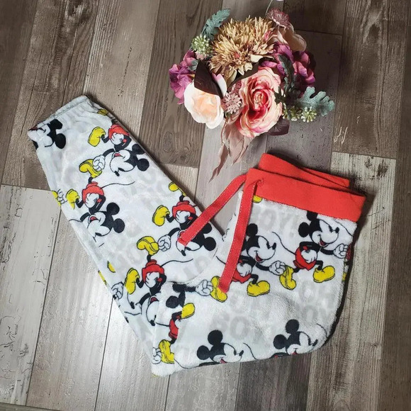 Disney Mickey Mouse Women's Fleece Jogger Sleepwear PJ Bottoms Size Medium 8-10 - Picture 7 of 16
